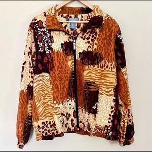 Vintage Animal Print Windbreaker Womens Size XL